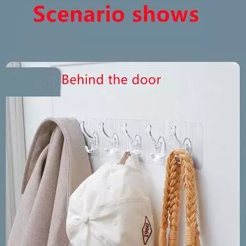 Ванная комната Крючок для стены без гвоздей Крючки для настенной вешалки без следов Наклейка Прозрачный
