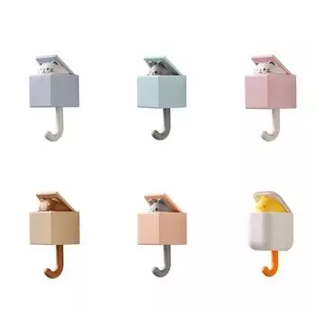 Ванная комната Кухня Милый кот Настенные крючки Самоклеящиеся вешалки для дверей спальни Ключи Полотенце Зонтик Держатель для пальто Вешалка для украшения дома с животными Крючок розовый