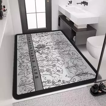 Ванная комната полностью покрыта быстросохнущим впитывающим материалом. Кожаный коврик для пола. Нескользящий коврик для ног. Мягкий коврик из диатомовой грязи. 40*60