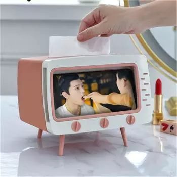 Ванная комната Простой домашний лоток для бумаги Держатель для салфеток Держатель для телефона для салфеток Коробка для салфеток для телевизора Настольная коробка для бумаги синий