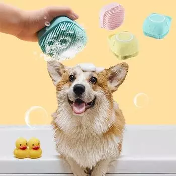 Ванная комната Puppycat Washing Massage DispenseAr Grooming Душевая щетка Мягкая силиконовая щетка для собак Массажер для шампуня для домашних животных Щетка для ванны