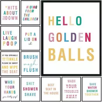 Ванная комната Смешные слова Печать Плакат Настенная картина Туалет Декор Без Рамки A5-15*21cm