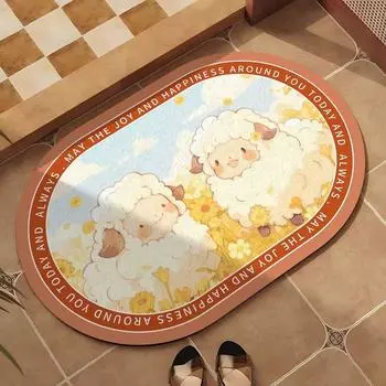 Ванная комната Специальный французский коврик для пола Противоскользящий коврик из диатомовой грязи для ванной комнаты Высококачественный суперабсорбирующий быстросохнущий водонепроницаемый нескользящий коврик 40*60cm