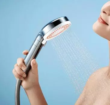 Ванная комната Три вида распыления воды Регулируемая скорость потока Душ Ручной воздушный усилитель для душа серебряный