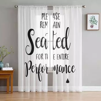 Ванная комната Туалет Текст Тема Шифон Прозрачные Шторы для Гостиной Спальни Украшения Дома Окно Вуаль Тюль Шторы Шторы W135 x H114cm