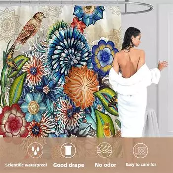 Ванная комната утолщенная богемная 3D печатная водонепроницаемая ткань с защитой от плесени занавеска для душа занавеска для душа 150*180cm