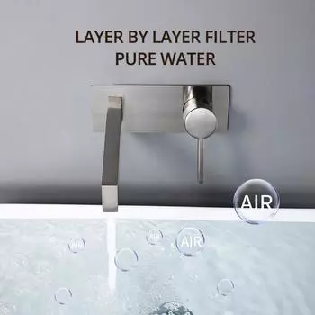 Ванная комната Ванна Раковина Кухонный кран Смеситель Кран Настенный Нержавеющая сталь Черный хром Латунь Горячая и холодная вода Одна ручка Два отверстия