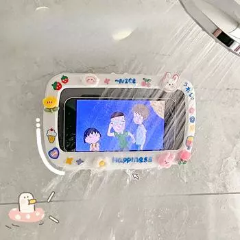 Ванная комната Водонепроницаемый чехол для мобильного телефона Туалет Туалет Ленивый душ Смотреть телевизор Смотреть телевизор Телефон Полка на стене 360° rotation светло-серый