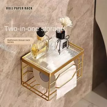 Ванная комната Золотая вешалка для бумажных полотенец Комната Бесплатная перфорация настенная коробка для хранения туалетной бумаги в рулонах Аксессуары