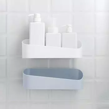 Ванная Кухня Без Дрели Самоклеящаяся Полка Стеллаж Для Хранения Коробка Настенный Органайзер белый