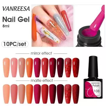 VANREESA 10 цветов гель-лак для ногтей 8 мл/шт. полуперманентный лак для ногтей набор для замачивания УФ-гель для дизайна ногтей набор для домашнего салона