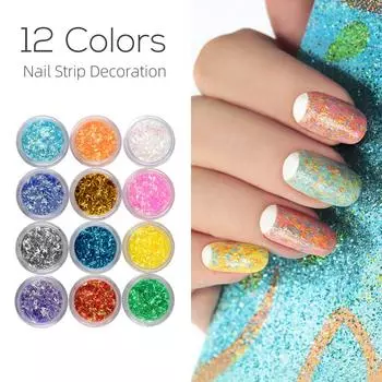 VANREESA 12 цветов полоски для ногтей дизайн ногтей 3D украшения ногтей металлическая проволока линия зеркальные чешуйки набор УФ-гель декор для ногтей 12 Colors