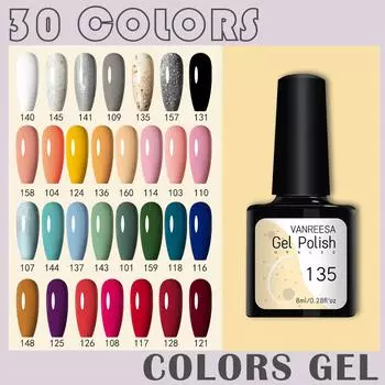 VANREESA 30 шт. красочная эмаль для ногтей набор гель-лаков для ногтей 8 мл гель для ногтей для дизайна ногтей красота