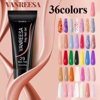 VANREESA 36 цветов гель для наращивания ногтей 15 мл кристалл поли УФ-гель для ногтей для наращивания ногтей для начинающих