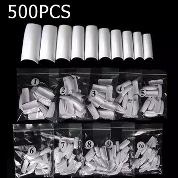 VANREESA 500 шт. накладные советы для дизайна ногтей, акриловый УФ-гель для наращивания, половина французских накладных насадок белый