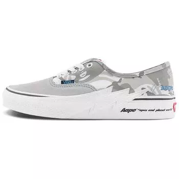 Vans AAPE x Authentic Bolt - серые камуфляжные кроссовки унисекс синего цвета VN000BWCY31 34.5