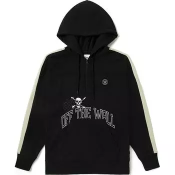 Vans Американский винтажный принт с буквами, полузастежка-молния, толстовка с капюшоном унисекс, черный цвет VN0A4UTWBLK XS