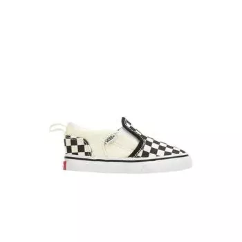 Кроссовки Vans Asher V Toddler Checkers — черные натуральные детские кроссовки кремового цвета VN000XE9IPD 26.5