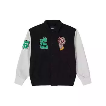 Vans Бейсбольная куртка SS24 Year Of The Dragon Series с вышитым драконом на спине в стиле пэчворк, куртка унисекс, черная VN000GP5BLK L