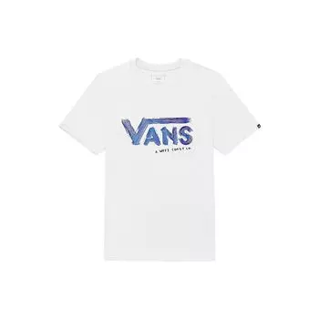 Vans Белая краска Незаконченная буква логотип принт американская винтажная футболка с круглым вырезом короткий рукав унисекс футболка VN000906WHT XS