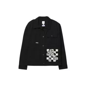 Vans Божественная Энергия Серия Узор Печатный Джинсовая Куртка На Пуговицах Женские Куртки Черный VN0A7Q9KBLK S
