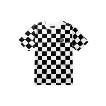 Vans Classic Checkerboard Round Neck Casual Short Sleeve T-Shirt Unisex Tops Black White VN0A3ZNZ705