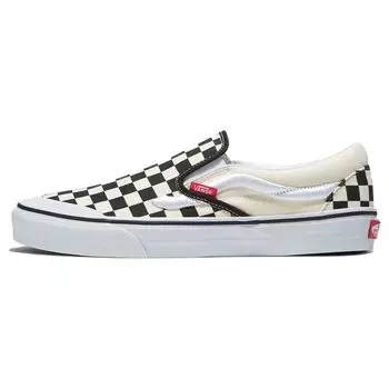 Vans Classic Slip-On 138 Sidestripe — черные кроссовки унисекс в шахматную клетку VN000BW3BKC 42.5