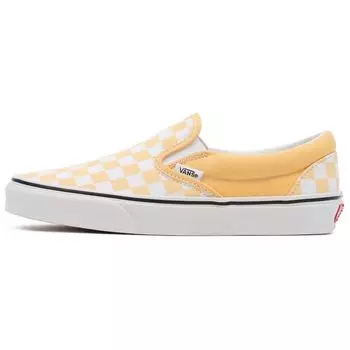 Vans Классические кроссовки Slip-On Checkerboard - Flax Unisex, желтые, истинно-белые, VN000XG8AZV 34.5