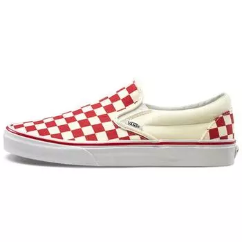 Vans Classic Slip-On Checkerboard Red Unisex Sneakers White VN0A38F7P0T