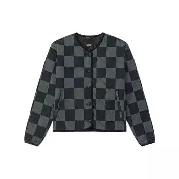 Vans Colorblock клетчатый узор с круглым вырезом, однобортная куртка с длинными рукавами, женская куртка, черная VN00043RKOU XL