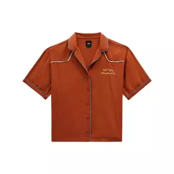 Vans Dusk Downer Solid Loose Casual Polo Shirt Women Shirts Brown VN00076CCKN1 S