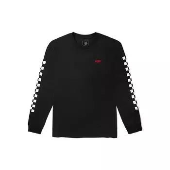 Vans Футболка с длинным рукавом и принтом шахматной доски и логотипом, мужские топы, черные VN0A5F2SBLK L