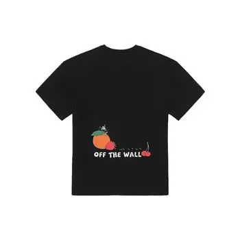 Vans Футболка с коротким рукавом и круглым вырезом унисекс с принтом овощей и фруктов и муравьев в американском стиле, черная VN0008XPBLK M