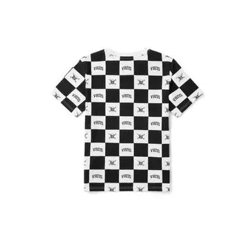 Vans Футболка с коротким рукавом и круглым вырезом в винтажном американском стиле с принтом «шахматная доска», унисекс, цвет черный, белый VN0A54JUZ79 L