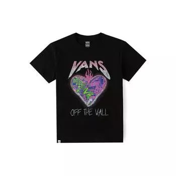 Vans Футболка с коротким рукавом и круглым вырезом с принтом «Любовные буквы», женские топы черного цвета VN000KPEBLK S