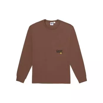 Vans Футболка с круглым вырезом и длинными рукавами от X Perks And Mini Collaboration, цветочные узоры, топы унисекс, коричневые VN0A7SOODOD S