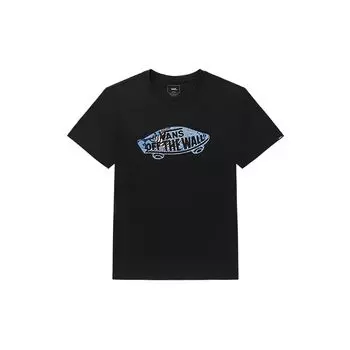Vans Футболка унисекс с коротким рукавом и круглым вырезом с логотипом Street Zebra Skateboard, простая классическая футболка с буквенным принтом, черная VN000907BLK L