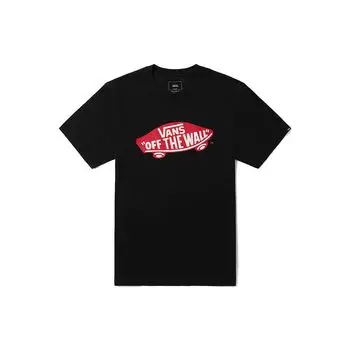Vans Off The Wall Классический принт Повседневная спортивная американская винтажная футболка с коротким рукавом унисекс Топы Черный VN0A4MM7BRR S