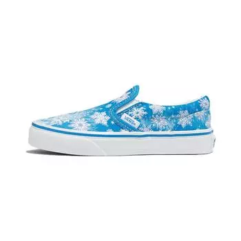 Vans Классические детские кроссовки Slip-On V Snowflakes - Winter Wonderland Blue Kids, белые, настоящие, белые VN0A5KXMBES 34