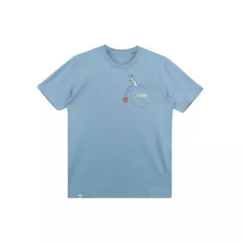 Vans Однотонная футболка с принтом логотипа и мультяшным рисунком, с круглым вырезом и коротким рукавом, женские топы, серо-синие VN0A7YHCBD2 S