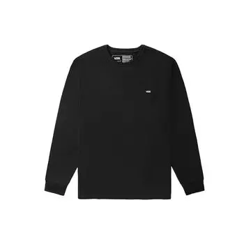 Vans Однотонный свитер с круглым вырезом и буквами, спортивная повседневная футболка с длинным рукавом и принтом на плечах, топы унисекс, черный цвет VN0A5DYMBLK