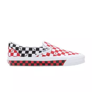 Vans OG Classic Slip-On LX Checkerboard — кроссовки унисекс красно-черные VN0A32QNREB 36