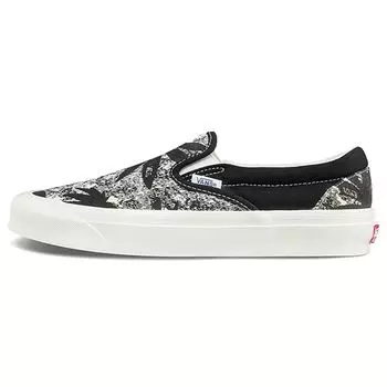 Vans OG Classic Slip-On LX Palm Acid Wash Summer Leaf — черные кроссовки унисекс, белые VN0A45JK4KA