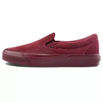 Vans OG Classic Slip-On Velvet Embroidery — кроссовки унисекс с леопардовым принтом и гранатом, красные VN0A45JK9RH 36