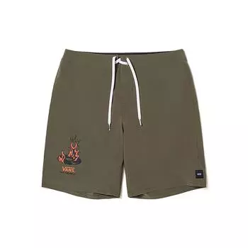 Vans Okeh Fire Record Flame Print Повседневные шорты унисекс Шорты милитари-зеленый VN000FTXKCZ XL