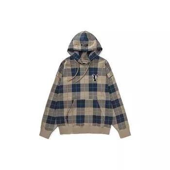 Vans Осень/Зима 22 Клетчатый логотип-нашивка пуловер с капюшоном унисекс толстовки коричневые VN0A7YGOY7Q L