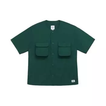Vans OTW SS24 свободная повседневная рубашка с круглым вырезом и коротким рукавом на одной пуговице, рубашки унисекс цвета «тропический зеленый» VN000GVTCI2 M
