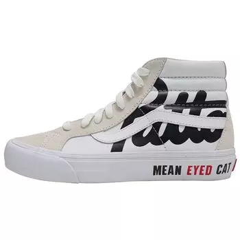 Vans Patta x Vault Sk8-Hi Reissue VLT LX Mean Eyed Cat — белые кроссовки унисекс, черные VN0A4BVH5WW 40.5