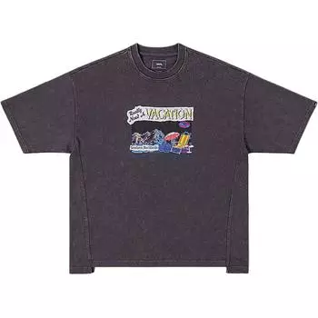 Vans Праздничный стиль Футболка с круглым вырезом и коротким рукавом Унисекс Топы Серый Черный VN000NN11O7 M