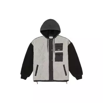 Vans Retro Sports Stand Collar Hoodie Logo Embroidered Jacket Women Jacket Grey VN0A7YIN0PG L